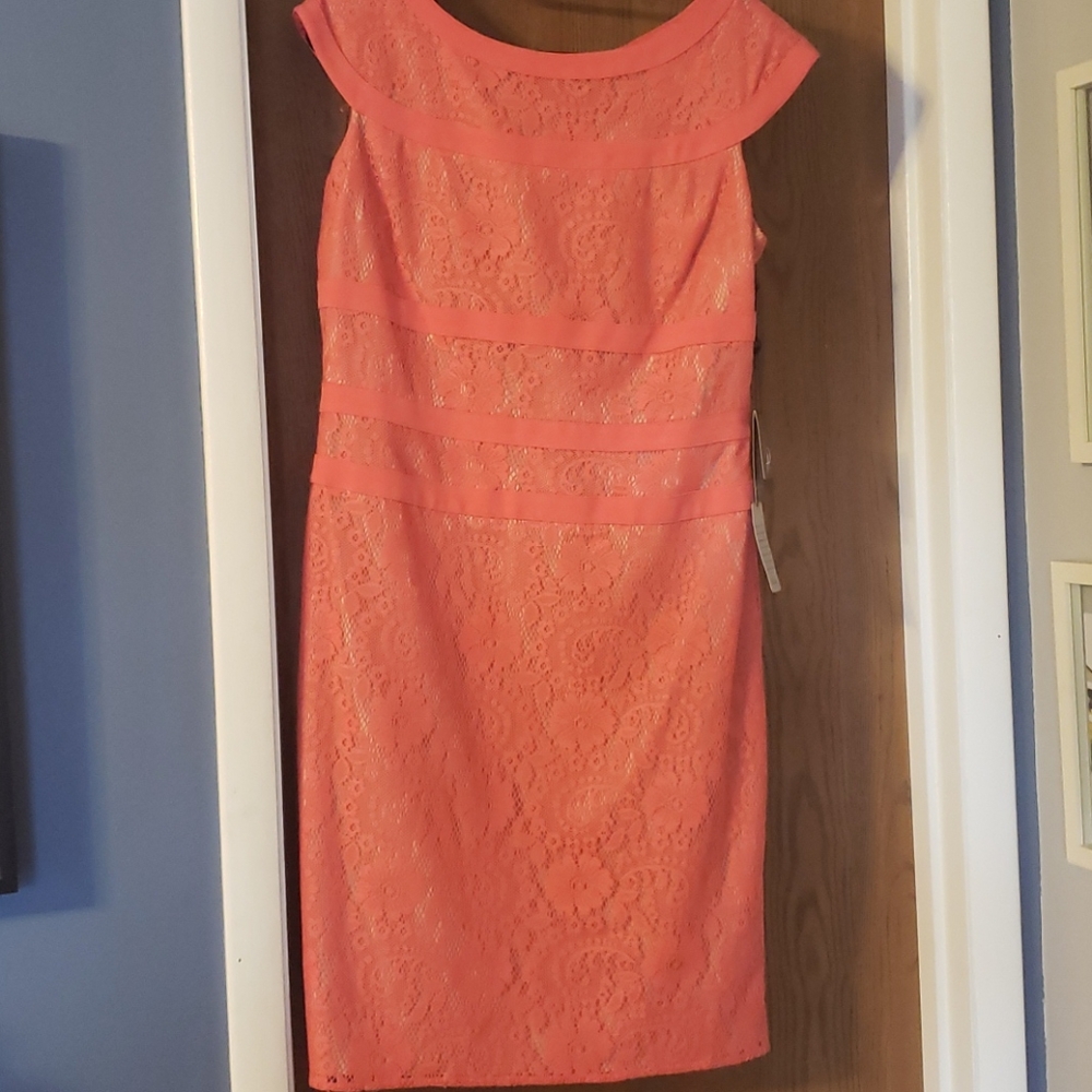 NWT Coral Adrianna Papell Lace Dress